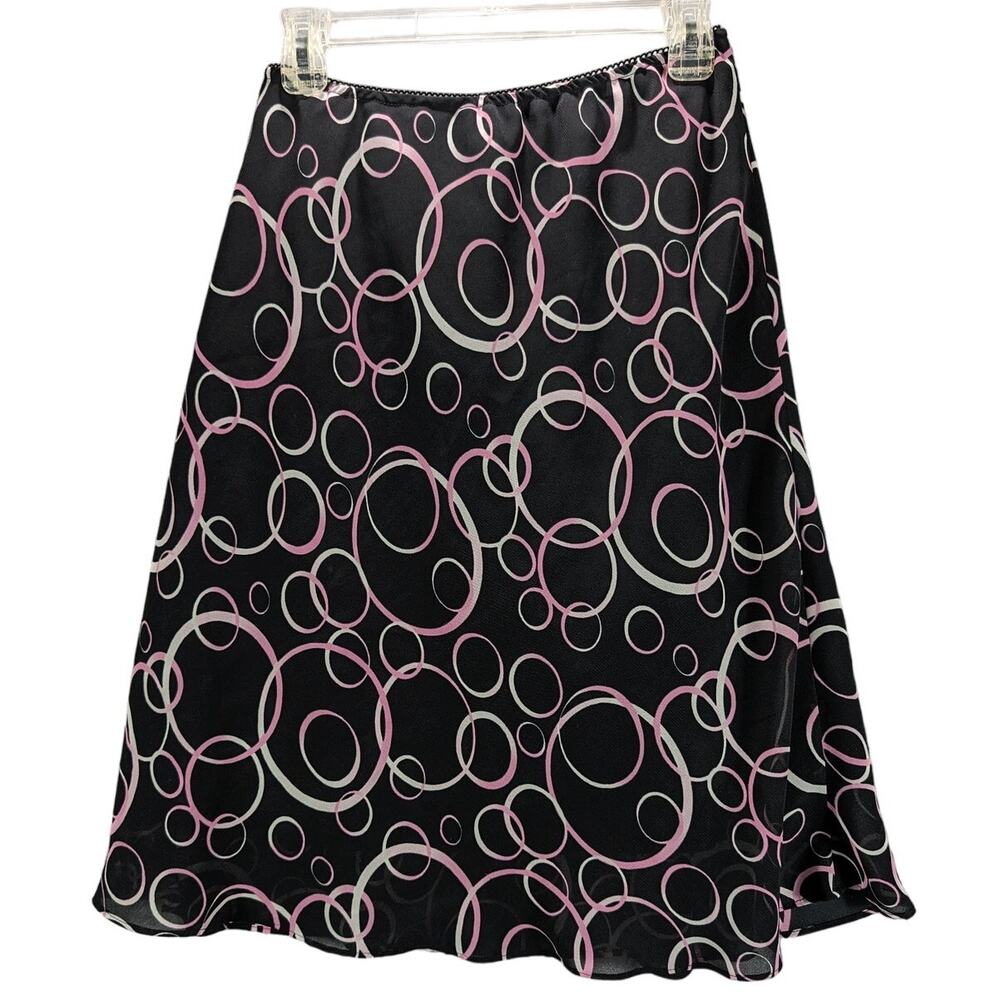 Y2K George Skirt  Womens 16 Bubbles Circles Black Pink Whimsygoth Fairy Grunge